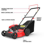 Charger l’image dans la visionneuse de la galerie, 21" Gas Lawn Mower, 144cc OHV Engine, 3-in-1 Push Mower with Bagging, Mulching & Side Discharge