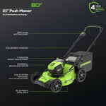 Charger l’image dans la visionneuse de la galerie, 80V 21" Cordless Self-Propelled Lawn Mower + Leaf Blower 580 CFM, Brushless Motor, 4.0Ah Battery & Rapid Charger Included