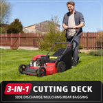 Charger l’image dans la visionneuse de la galerie, 21" Gas Lawn Mower, 144cc OHV Engine, 3-in-1 Push Mower with Bagging, Mulching & Side Discharge