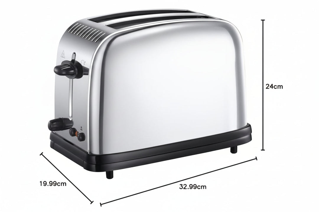 Grille-Pain 2 Tranches Inox – 6 Niveaux