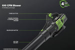 Charger l’image dans la visionneuse de la galerie, 60V 17-Inch Brushless Push Lawn Mower &amp; 610 CFM Cordless Blower Combo, 4.0Ah Battery &amp; Charger Included