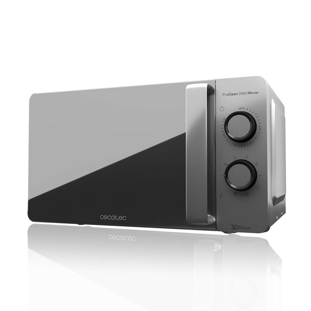Micro-ondes avec grill 800 W – 20 L, technologie 3D, finition argent miroir
