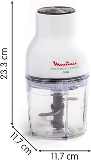 Hachoir électrique 400 ml – 300 W, 4 lames, Fonctions 3-en-1, Blanc