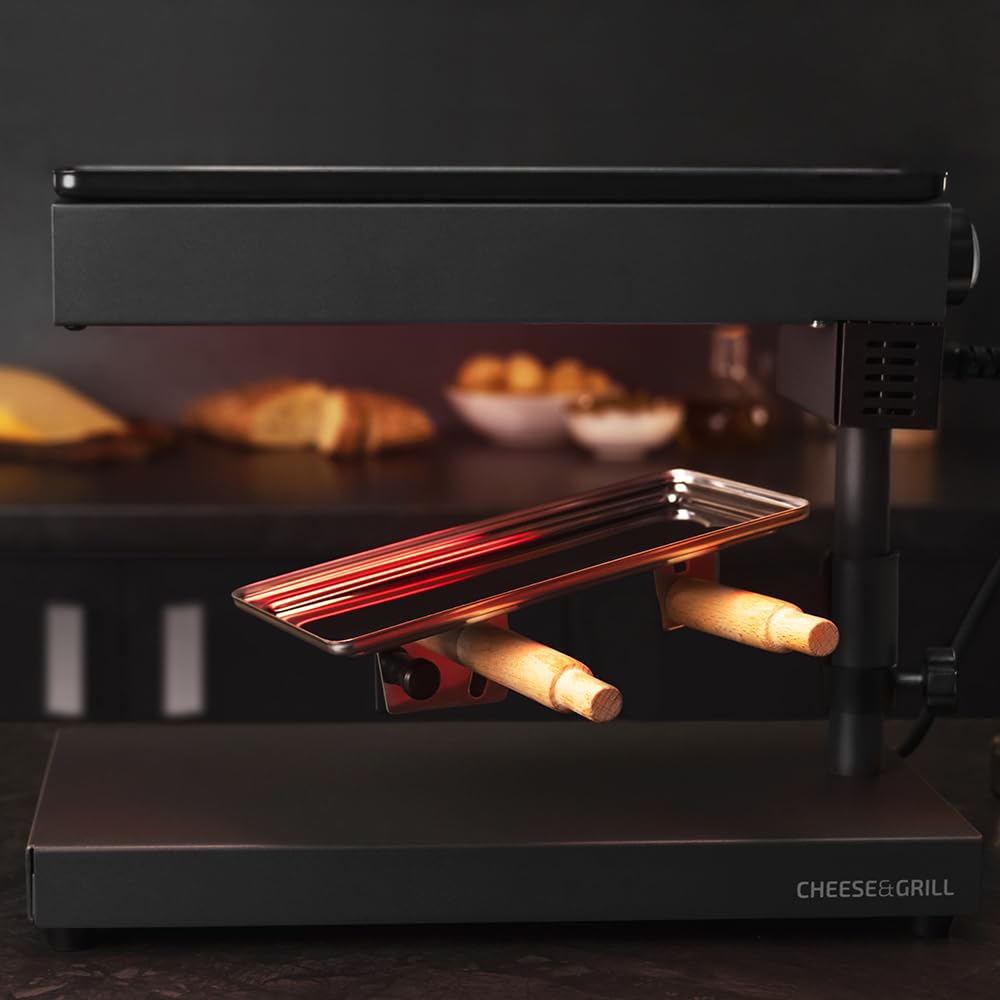 Raclette traditionnelle avec gril – 600 W, Thermostat réglable, Acier inox