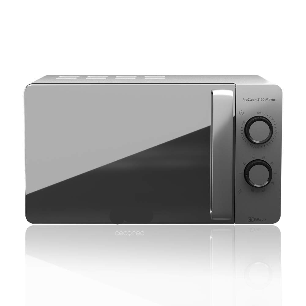 Micro-ondes avec grill 800 W – 20 L, technologie 3D, finition argent miroir