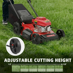 Charger l’image dans la visionneuse de la galerie, 21-Inch 3-in-1 Gas Self-Propelled Lawn Mower, 170CC OHV Engine, Bagging/Mulching/Rear Discharge, 6 Height Adjustments, Steel Deck, Rear-Wheel Drive