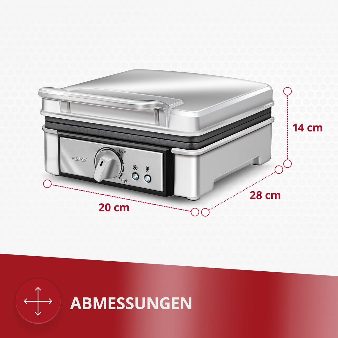 Mpm Mgo13 Gaufrier Professionnel Pour 2 Gaufres Belges Épaisses Pla...
