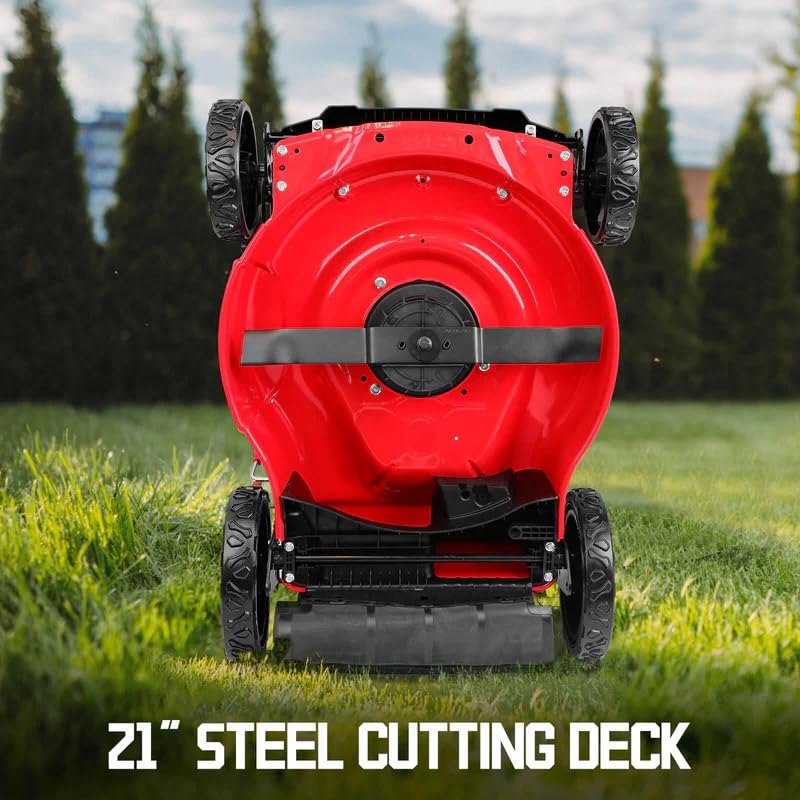 21-Inch 40V Cordless Walk-Behind Lawn Mower, 2-in-1 Mulching & Bagging, 6 Height Adjustments, Foldable, 2 Batteries & Charger Included, Easy Storage, for Garden & Yard
