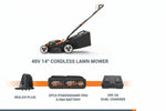 Charger l’image dans la visionneuse de la galerie, 14" Cordless Lawn Mower, 2-in-1 Electric Push Mower, Lightweight &amp; Compact, 6-Position Height Adjustment, Quiet Operation, Batteries &amp; Charger Included
