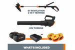 Charger l’image dans la visionneuse de la galerie, 20V Cordless String Trimmer &amp; 360 CFM Leaf Blower Combo, 12-Inch Trimmer, 2 × 4.0Ah Batteries &amp; Charger Included, Model WG930.3
