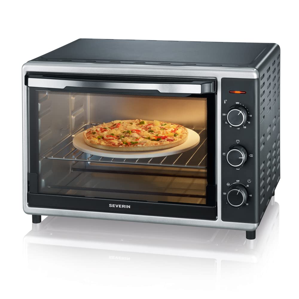 Severin Mini-Four À Chaleur Tournante 42 L Avec Pierre À Pizza Et T...