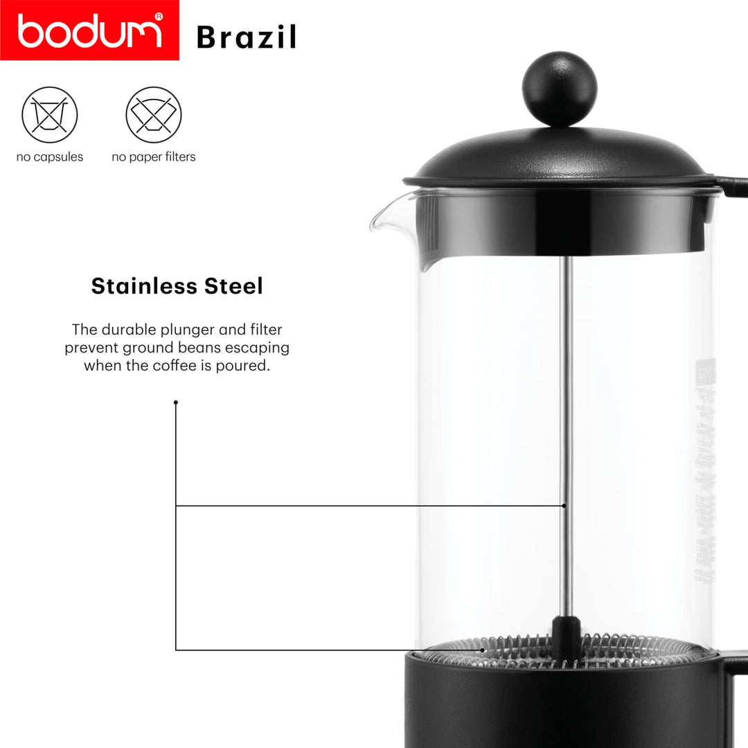 Bodum French Press Brazil - 1L 8 Tasses Cafetière À Piston - Verre...