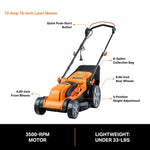 Charger l’image dans la visionneuse de la galerie, 16" Electric Lawn Mower, 12AMP Corded Push Mower, Lightweight &amp; Efficient for Small to Medium Lawns