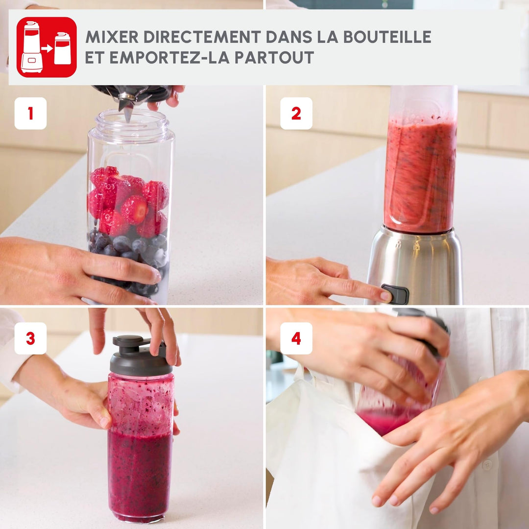 Moulinex Mix Move Blender Mixeur 300W Capacité Utile 0 6 L 2 Boutei...