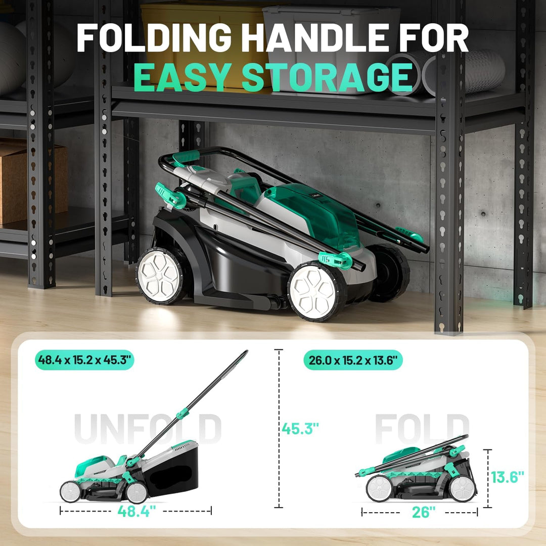 20V 13" Cordless Electric Lawn Mower, Brushless Motor, 5 Height Adjustment, Lightweight Push Mower, 4.0Ah Battery & Charger Included