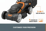 Charger l’image dans la visionneuse de la galerie, 14" Cordless Lawn Mower, 2-in-1 Electric Push Mower, Lightweight &amp; Compact, 6-Position Height Adjustment, Quiet Operation, Batteries &amp; Charger Included