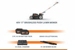 Charger l’image dans la visionneuse de la galerie, 17-Inch Cordless Lawn Mower, 2-in-1 Electric Edge Cutting, Lightweight Push Mower, 6 Height Adjustments, Batteries &amp; Charger Included, Model WG745