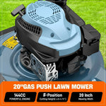 Charger l’image dans la visionneuse de la galerie, 20" Gas Lawn Mower, 144cc 4-Stroke Engine, Push Mower with Side Discharge, 5-Position Height Adjustment, Steel Deck