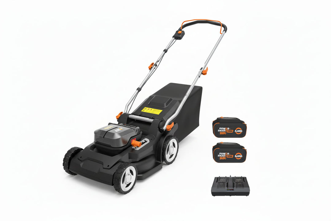 17-Inch Cordless Lawn Mower, 2-in-1 Electric Edge Cutting, Lightweight Push Mower, 6 Height Adjustments, Batteries & Charger Included, Model WG745