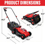 Charger l’image dans la visionneuse de la galerie, 20V 13" Electric Lawn Mower, Brushless Cordless Lawn Mower with 4-Position Height Adjustment, Walk-Behind Push Mowers with 8 Gallon Grass Bag, 2 x 4.0Ah Batteries &amp; Charger Included, LM13B8, Red