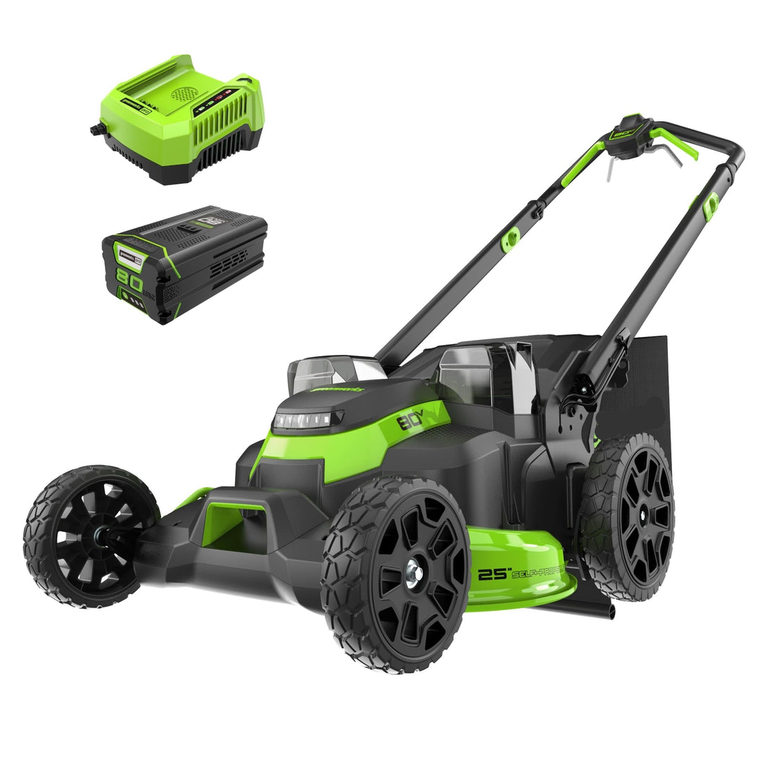 80V 25" Cordless Lawn Mower, Brushless Self-Propelled Electric Mower, 5.0Ah Battery & Charger Included
