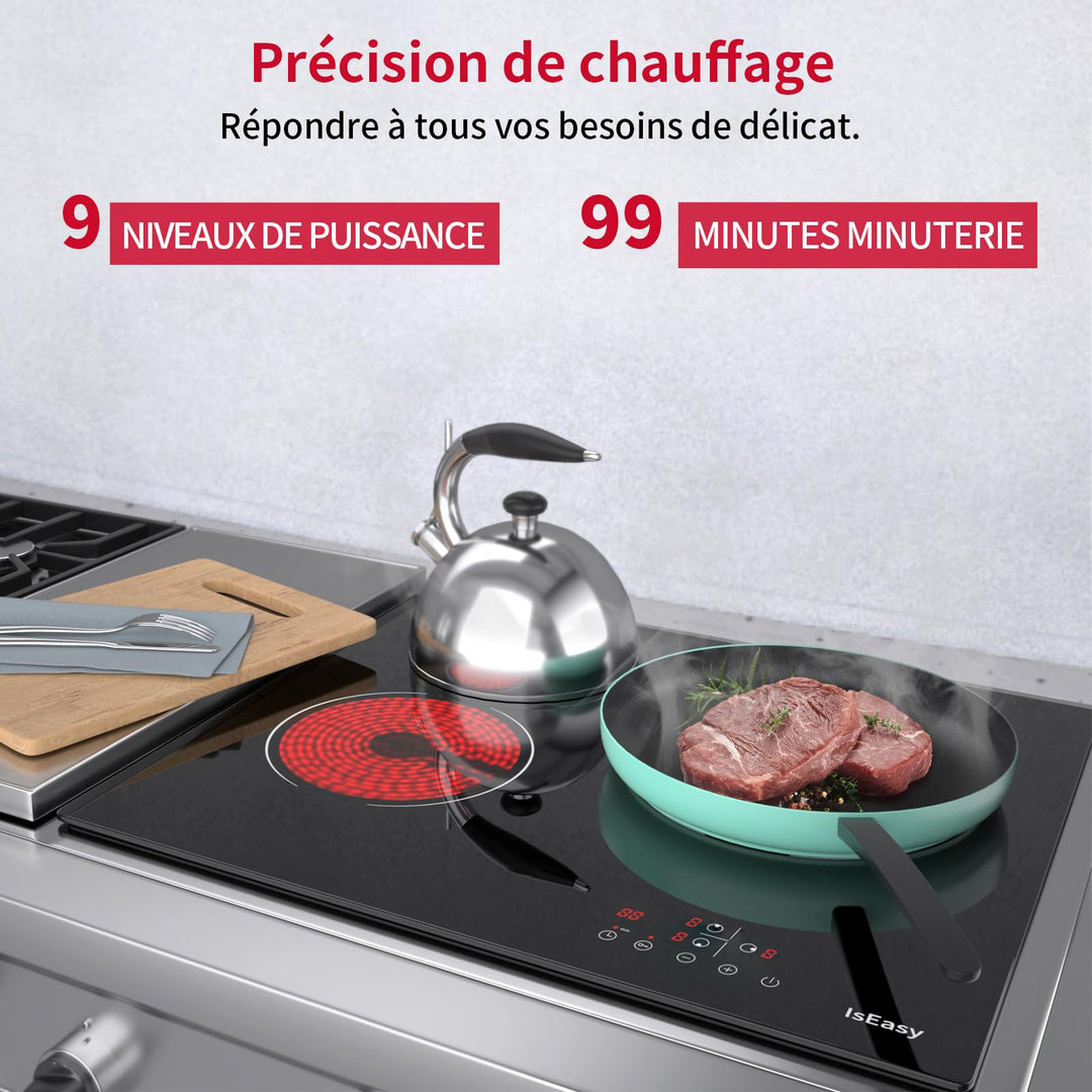 Plaque Vitrocéramique 3 Feux Encastrable Iseasy Table De Cuisson Vi...