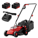 Charger l’image dans la visionneuse de la galerie, 20V 13" Electric Lawn Mower, Brushless Cordless Lawn Mower with 4-Position Height Adjustment, Walk-Behind Push Mowers with 8 Gallon Grass Bag, 2 x 4.0Ah Batteries &amp; Charger Included, LM13B8, Red