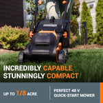 Charger l’image dans la visionneuse de la galerie, 14" Cordless Lawn Mower, 2-in-1 Electric Push Mower, Lightweight &amp; Compact, 6-Position Height Adjustment, Quiet Operation, Batteries &amp; Charger Included