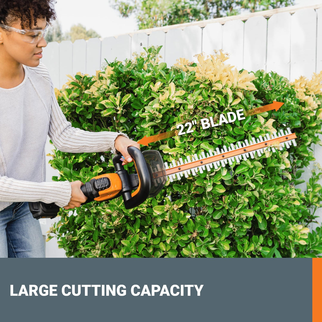 20V 12'' Cordless String Trimmer, 360 CFM Leaf Blower & 22'' Hedge Trimmer Combo, 2 Batteries & Charger Included, WG931