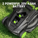 Charger l’image dans la visionneuse de la galerie, 40V 17" Cordless Electric Lawn Mower, Brushless Motor, 6-Position Height Adjustment, 2-in-1 Bagging &amp; Mulching, 2 Batteries &amp; Dual Charger Included