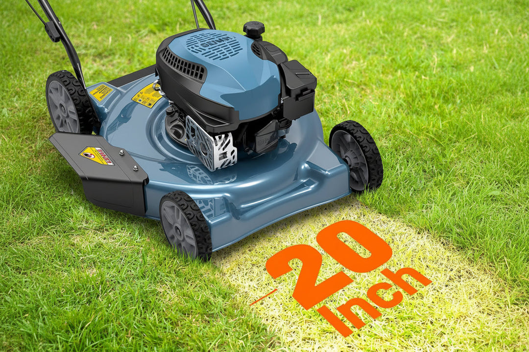 20" Gas Lawn Mower, 144cc 4-Stroke Engine, Push Mower with Side Discharge, 5-Position Height Adjustment, Steel Deck