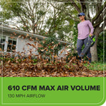 Charger l’image dans la visionneuse de la galerie, 60V 17-Inch Brushless Push Lawn Mower &amp; 610 CFM Cordless Blower Combo, 4.0Ah Battery &amp; Charger Included
