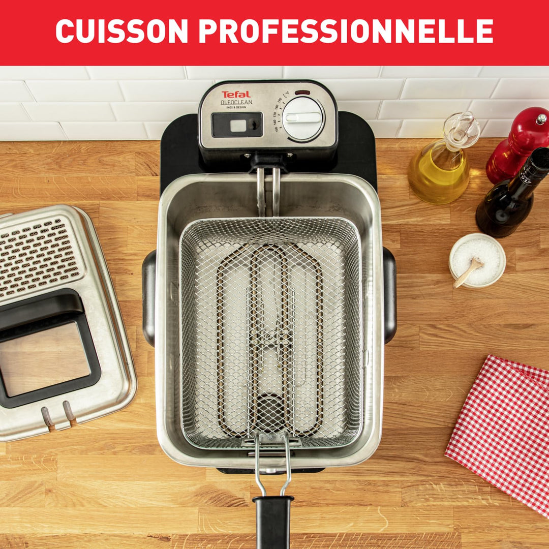 Friteuse semi-professionnelle 3,5 L – 2300 W, Filtration automatique de l’huile, Minuteur digital