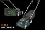 Charger l’image dans la visionneuse de la galerie, 17-Inch Cordless Lawn Mower, 2-in-1 Electric Edge Cutting, Lightweight Push Mower, 6 Height Adjustments, Batteries &amp; Charger Included, Model WG745