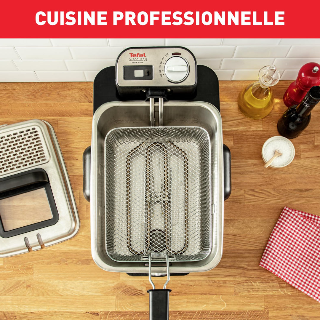 Friteuse semi-professionnelle 3,5 L – 2300 W, Filtration automatique de l’huile, Minuteur digital