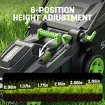 Charger l’image dans la visionneuse de la galerie, 40V 17" Cordless Electric Lawn Mower, Brushless Motor, 6-Position Height Adjustment, 2-in-1 Bagging &amp; Mulching, 2 Batteries &amp; Dual Charger Included