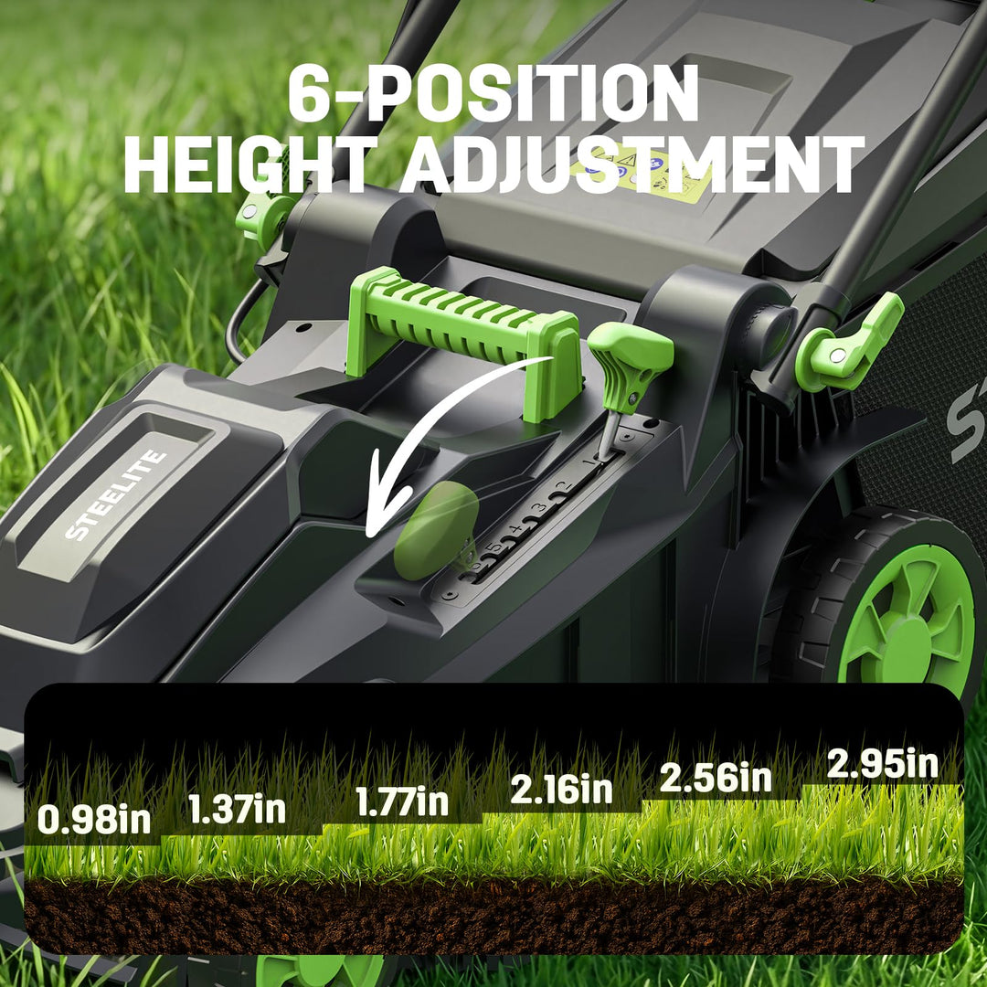40V 17" Cordless Electric Lawn Mower, Brushless Motor, 6-Position Height Adjustment, 2-in-1 Bagging & Mulching, 2 Batteries & Dual Charger Included