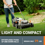 Charger l’image dans la visionneuse de la galerie, 14" Cordless Lawn Mower, 2-in-1 Electric Push Mower, Lightweight &amp; Compact, 6-Position Height Adjustment, Quiet Operation, Batteries &amp; Charger Included