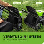 Charger l’image dans la visionneuse de la galerie, 60V 17-Inch Brushless Push Lawn Mower &amp; 610 CFM Cordless Blower Combo, 4.0Ah Battery &amp; Charger Included