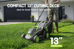 Charger l’image dans la visionneuse de la galerie, 21V 13" Cordless Electric Lawn Mower, Brushless Motor, 5-Level Height Adjustment, Mulching &amp; Bagging, Battery &amp; Charger Included