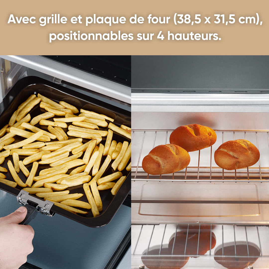 Severin Mini-Four À Chaleur Tournante 42 L Avec Pierre À Pizza Et T...
