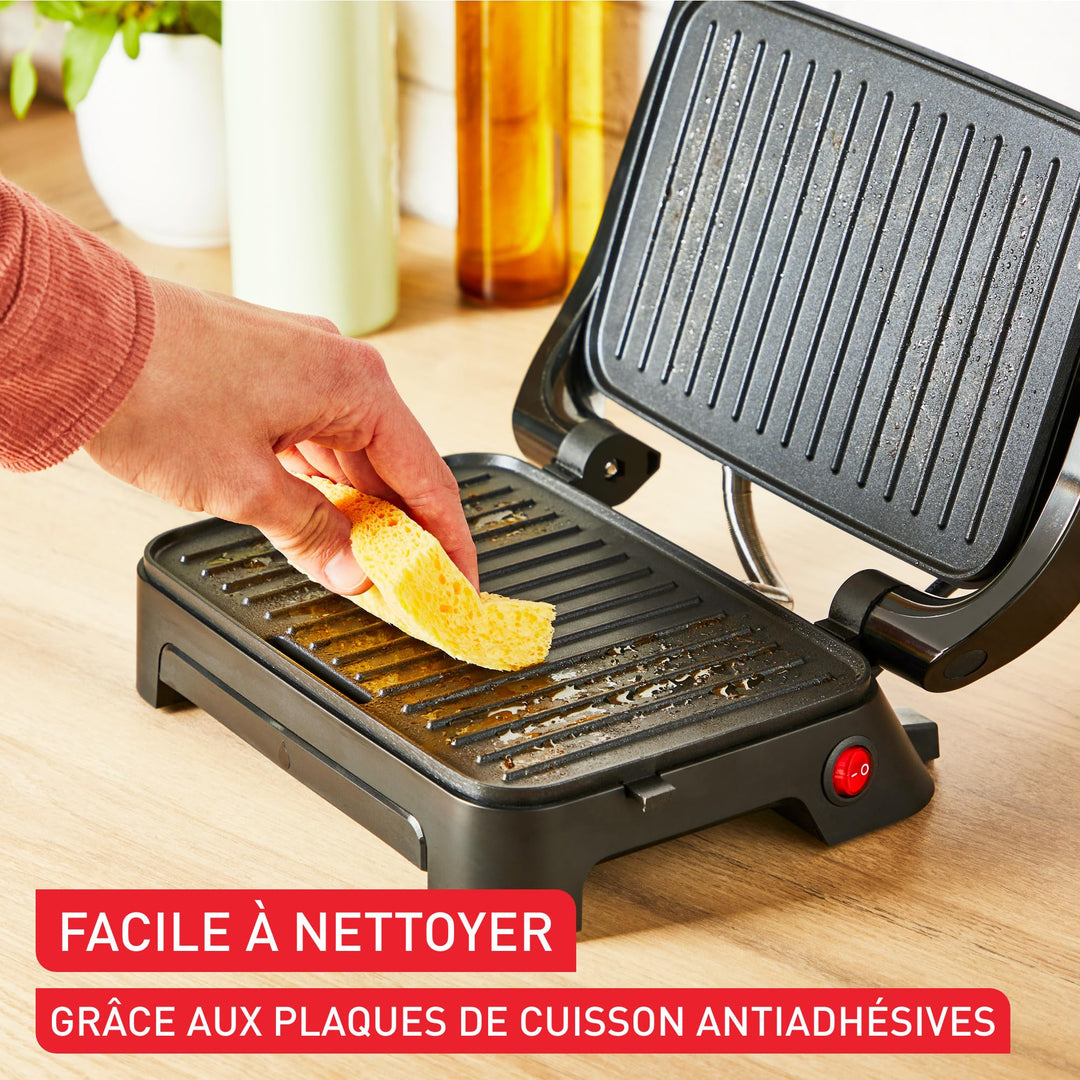 Gril & machine à panini compacte – Plaques antiadhésives, Nettoyage facile