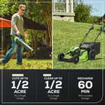 Charger l’image dans la visionneuse de la galerie, 80V 21" Cordless Self-Propelled Lawn Mower + Leaf Blower (580 CFM), Brushless Motor, 4.0Ah Battery &amp; Rapid Charger Included